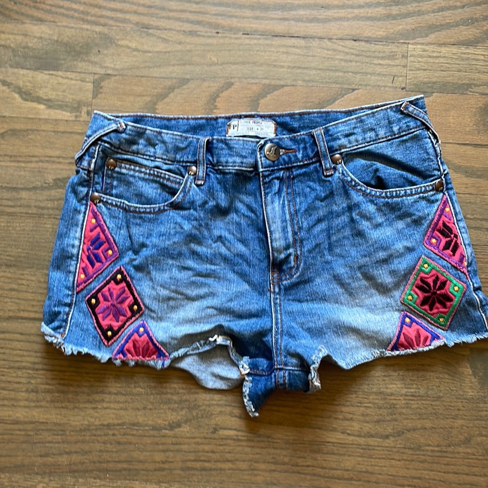 free people colorful denim shorts